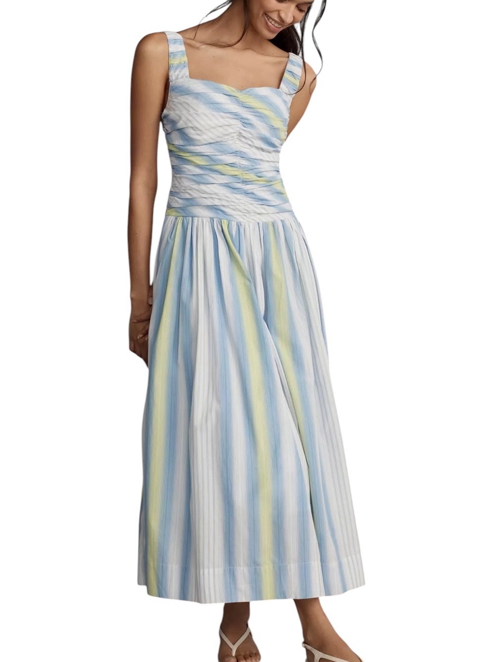 Anthropologie NWT Square-Neck Drop-Waist Maxi Dress size Small